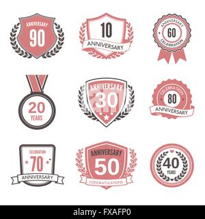 Anniversario set di etichette Illustrazione Vettoriale