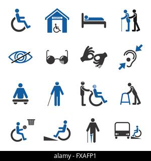 Disabili set di icone Illustrazione Vettoriale