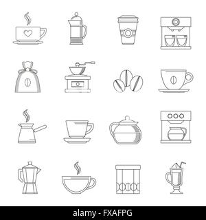 Icone di caffè contorno Illustrazione Vettoriale