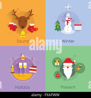 Natale set piatto Illustrazione Vettoriale