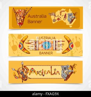 Australia schizzo Banner orizzontale Illustrazione Vettoriale