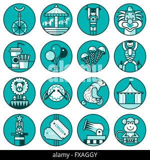 Icone di circo riga set Illustrazione Vettoriale