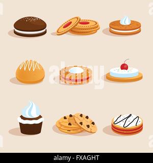 I cookie impostati isolato Illustrazione Vettoriale