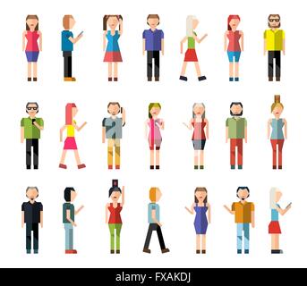 Persone avatar di pixel Illustrazione Vettoriale