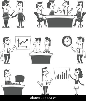 Ufficio nero dei lavoratori Illustrazione Vettoriale