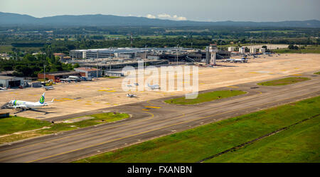 Vista aerea, LEGE, Girona Costa Brava Aeroporto Aeroporto Internazionale, terminale, l'aeroporto di Gerona, Aeroporto di Girona, Vilobí d'Onyar, Foto Stock