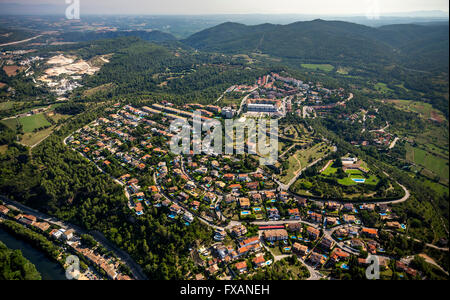 Vista aerea, fortilizio medievale Montjuic, fortezza Girona, Girona, in Costa Brava Catalogna, Spagna, Europa, vista aerea, Foto Stock