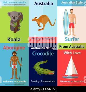 Australia Mini Set di poster Illustrazione Vettoriale