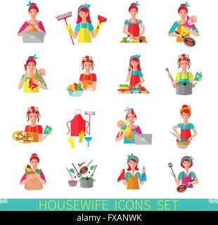 Casalinga icona impostare Illustrazione Vettoriale
