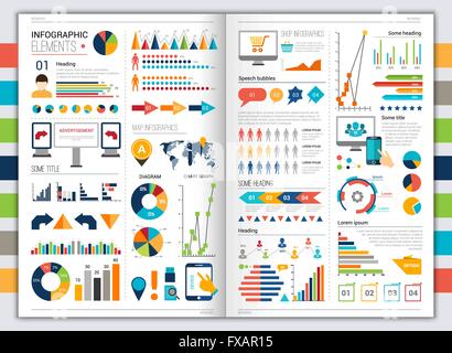Infografico piatto impostato Illustrazione Vettoriale
