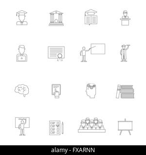 Istruzione superiore Icona Set di contorno Illustrazione Vettoriale