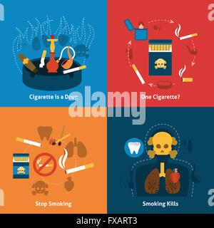 Fumatori Set piatto Illustrazione Vettoriale