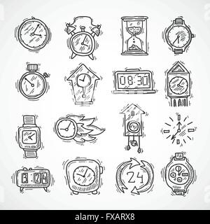 Icone dell'orologio impostate Illustrazione Vettoriale