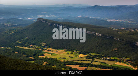 Vista aerea, mesas El Pla de Sant Joan, Sant Martí de Llémena, in Costa Brava Catalogna, Spagna, Europa, vista aerea, uccelli-occhi vi Foto Stock