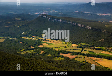 Vista aerea, mesas El Pla de Sant Joan, Sant Martí de Llémena, in Costa Brava Catalogna, Spagna, Europa, vista aerea, uccelli-occhi vi Foto Stock