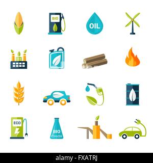 Bio-carburante set di icone Illustrazione Vettoriale