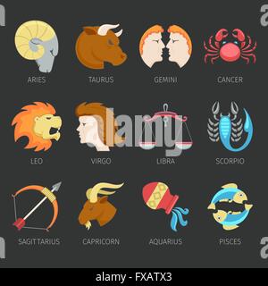 Zodiac set di icone Illustrazione Vettoriale