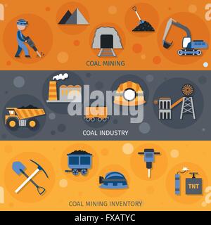 Industria carboniera banner Illustrazione Vettoriale