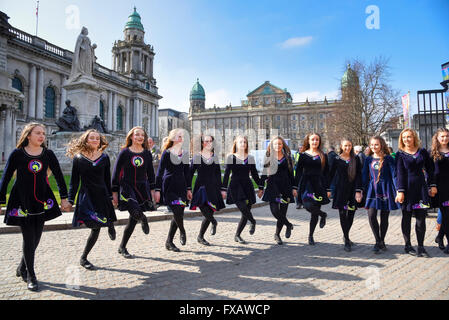 La festa di san Patrizio Parade Belfast Irlanda del Nord Dublino Foto Stock