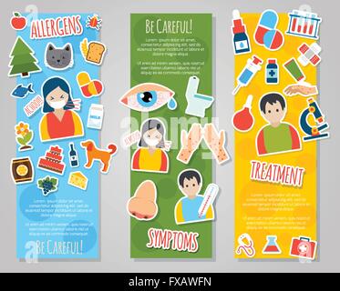 Allergie Set Banner Illustrazione Vettoriale