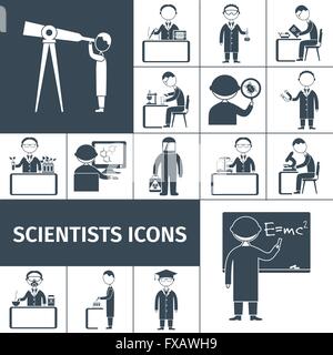 Icone dello scienziato nero Illustrazione Vettoriale