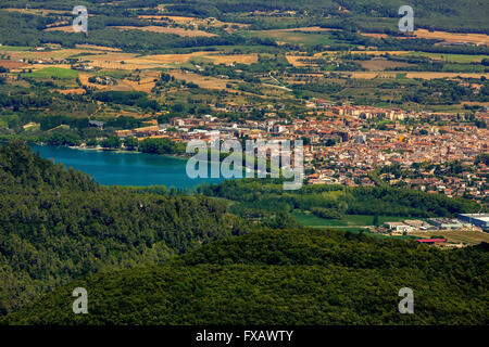 Vista aerea, Banyoles, Sant Miquel de Campmajor in Costa Brava Catalogna, vista aerea, uccelli-occhi vista, Vista aerea,aereo Foto Stock