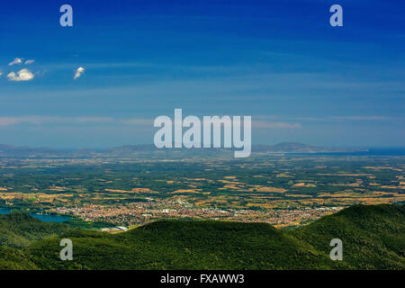 Vista aerea, Banyoles, Sant Miquel de Campmajor in Costa Brava Catalogna, vista aerea, uccelli-occhi vista, Vista aerea,aereo Foto Stock