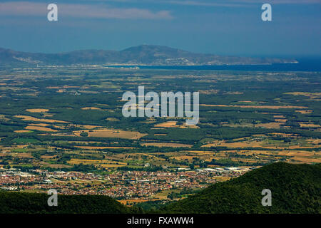 Vista aerea, Banyoles, Sant Miquel de Campmajor in Costa Brava Catalogna, vista aerea, uccelli-occhi vista, Vista aerea,aereo Foto Stock