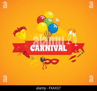 Il carnevale sfondo piatto Illustrazione Vettoriale