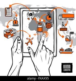Schizzo logistico Concept Illustrazione Vettoriale