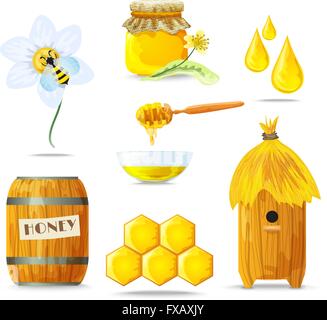 Set di icone di miele Illustrazione Vettoriale