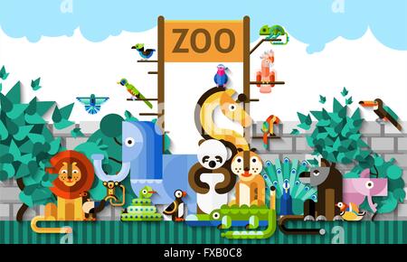 Lo Zoo di illustrazione dello sfondo Illustrazione Vettoriale