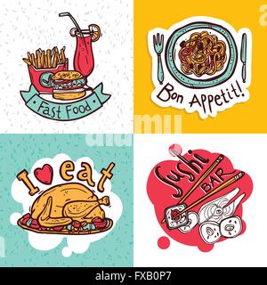 Ristorante le icone di concept design di composizione Illustrazione Vettoriale