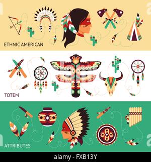 Design etnico concetto banner Illustrazione Vettoriale