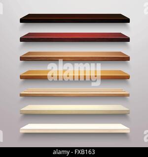 Scaffalature in legno impostato Illustrazione Vettoriale
