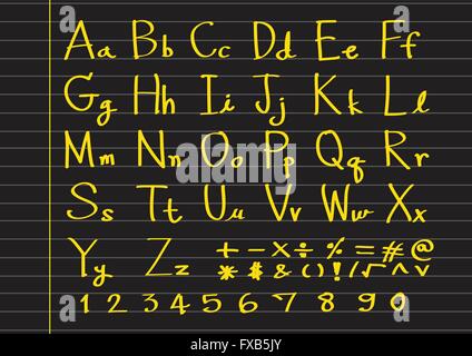 Disegnato a mano font lettere scritte con una penna Illustrazione Vettoriale