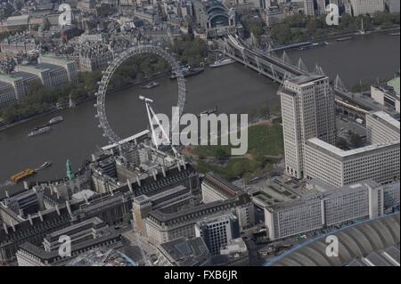 London Eye, viste a 360 gradi di Londra Foto Stock