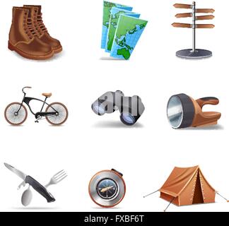 Escursione Set di icone Illustrazione Vettoriale