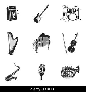 Strumenti musicali e attrezzatura impostata Illustrazione Vettoriale