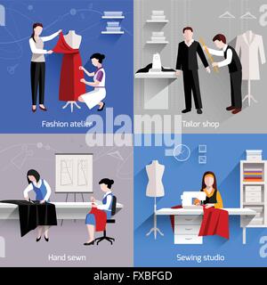 Sewing Set piatto Illustrazione Vettoriale