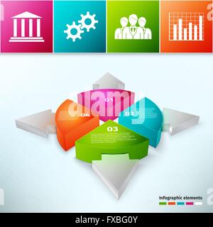 Grafico a torta con le frecce 3d Illustrazione Vettoriale