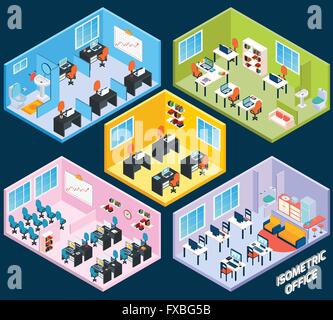 Ufficio isometrica interno Illustrazione Vettoriale