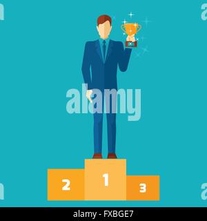 Business man sul podio Illustrazione Vettoriale