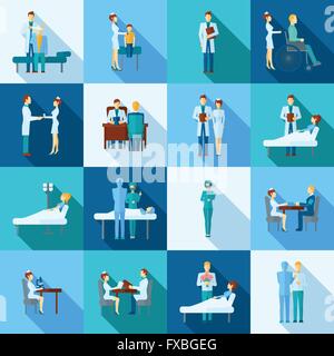 I medici set di icone Illustrazione Vettoriale