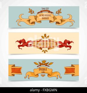 Disegnato a mano i banner di nastri Illustrazione Vettoriale
