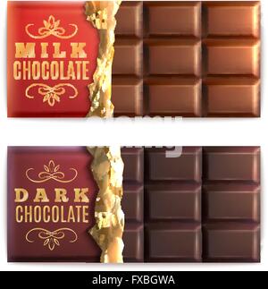 Barre di cioccolato impostato Illustrazione Vettoriale