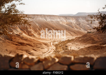 Vista dalla montagna sul deserto del Negev. Israele Turismo. Ottimo per testo turistico. Foto Stock