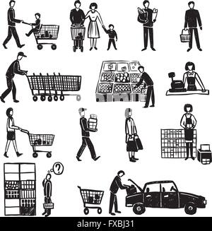 La gente nel supermercato Illustrazione Vettoriale