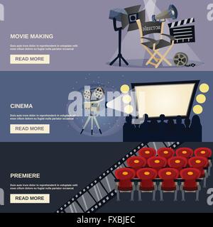 Cinema Set Banner Illustrazione Vettoriale