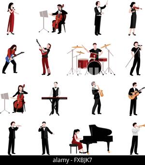 Musicisti set di icone Illustrazione Vettoriale